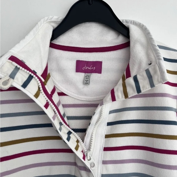 JOULES Staunton Cream Multi stripe Funnel Neck Zipped Sweatshirt UK 6 VGC - Picture 3 of 6